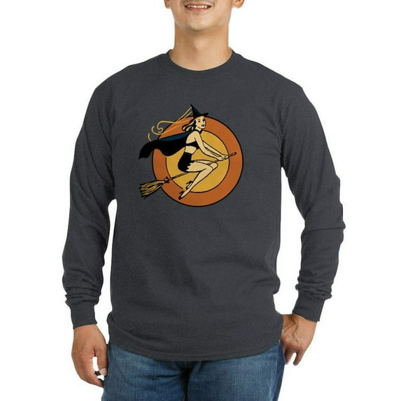 CafePress - Retro Witch Long Sleeve T Shirt - Long Sleeve Dark T-Shirt