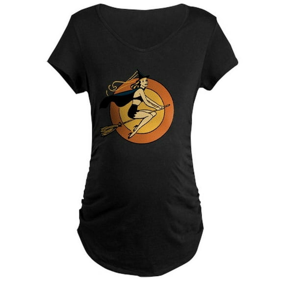 CafePress - Retro Witch Maternity T Shirt - Maternity Dark T-Shirt