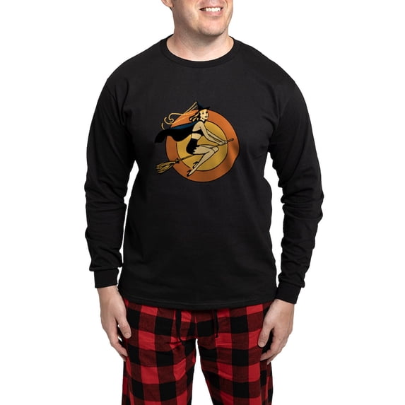 CafePress - Retro Witch - Men's Long Sleeve Loose Fit Cotton Dark Pajama Set