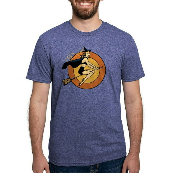 CafePress - Retro Witch Mens Tri Blend T Shirt - Mens Tri-blend T-Shirt