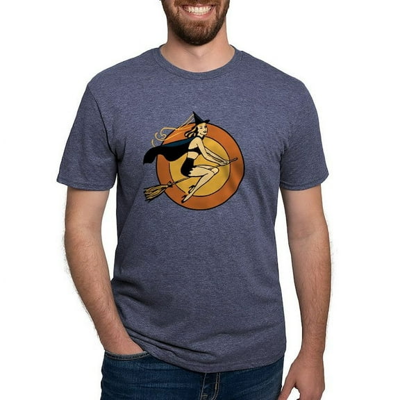 CafePress - Retro Witch Mens Tri Blend T Shirt - Mens Tri-blend T-Shirt