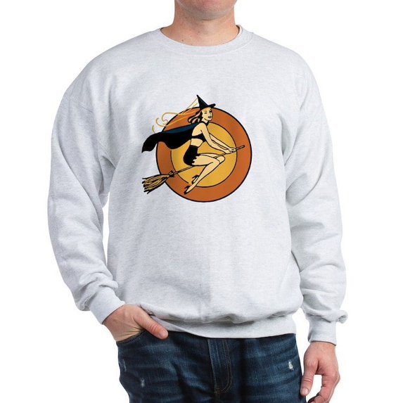 CafePress - Retro Witch Sweatshirt - Crew Neck Sweatshirt