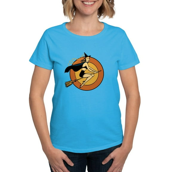 CafePress - Retro Witch T Shirt - Women's Traditional Fit Dark T-Shirt