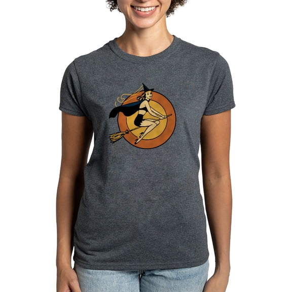 CafePress - Retro Witch T Shirt - Women's Traditional Fit Dark T-Shirt