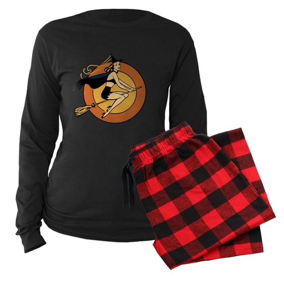 CafePress - Retro Witch - Women's Long Sleeve Dark Pajamas