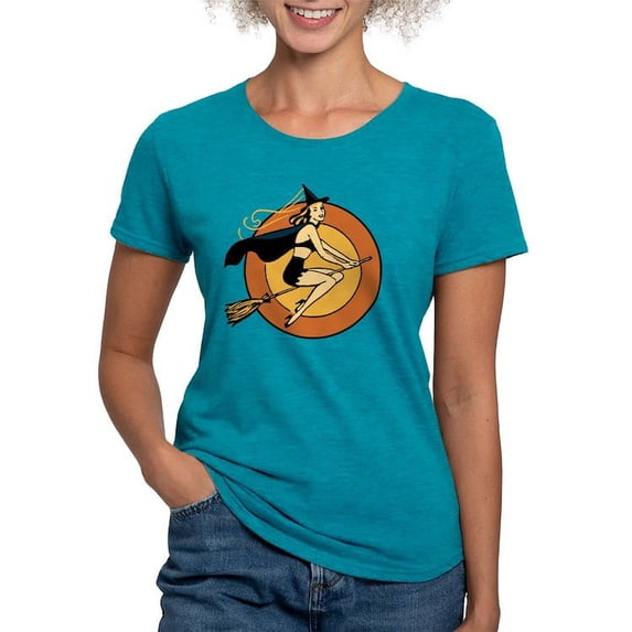 CafePress - Retro Witch Womens Tri Blend T Shirt - Womens Tri-blend T-Shirt