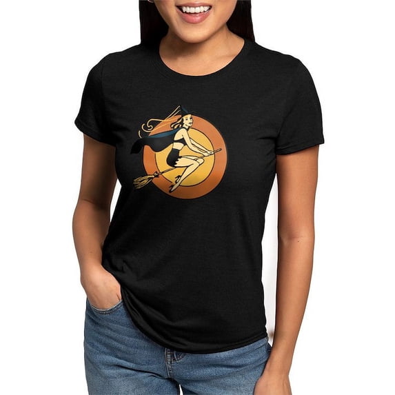 CafePress - Retro Witch Womens Tri Blend T Shirt - Womens Tri-blend T-Shirt