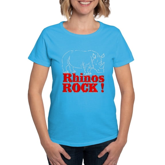 CafePress - Rhinos Rock ! Women's Dark T Shirt - Women's Traditional Fit Dark T-Shirt