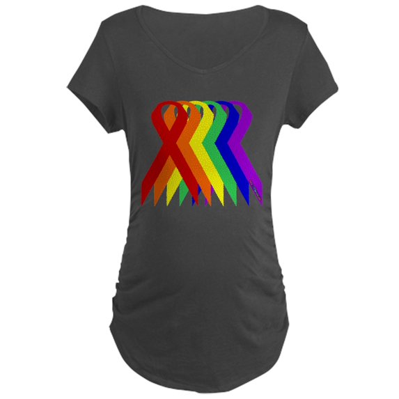CafePress - Ribbons For All Maternity Dark T Shirt - Maternity Dark T-Shirt