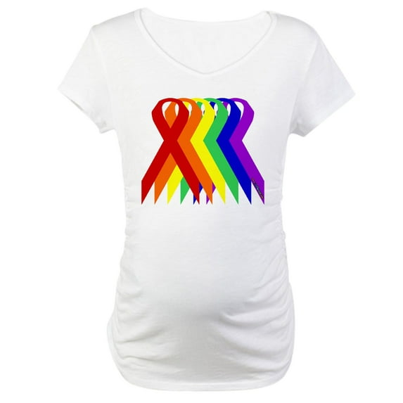 CafePress - Ribbons For All Maternity T Shirt - Cotton Maternity T-shirt, Cute & Funny Pregnancy Tee
