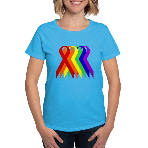 CafePress - Ribbons For All Women's Dark T Shirt - Women's Traditional Fit Dark T-Shirt