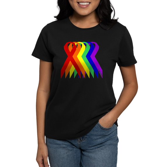 CafePress - Ribbons For All Women's Dark T Shirt - Women's Traditional Fit Dark T-Shirt