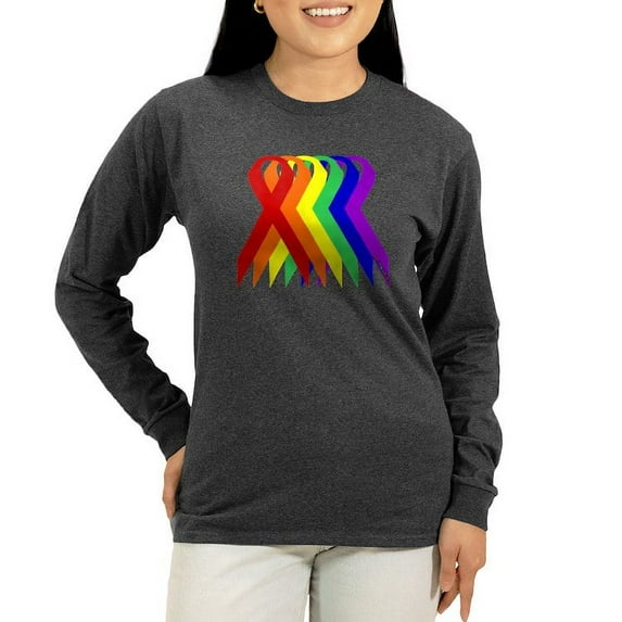 CafePress - Ribbons For All Women's Long Sleeve Dark T Shirt - Women's Long Sleeve Graphic Tee Casual Fit
