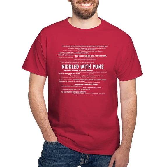 CafePress - Riddled With Puns2 T Shirt - Men's Classic Graphic Cotton T-Shirt