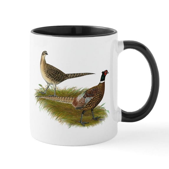 CafePress - Ringneck Pheasant Pair Mug - 11 oz Ceramic Mug - Novelty Coffee Tea Cup