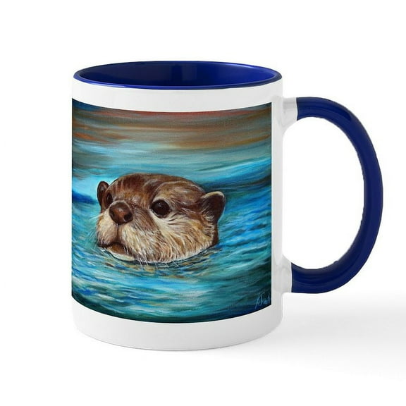 CafePress - River Otter Mugs - 11 oz Ceramic Mug - Novelty Coffee Tea Cup