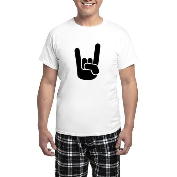 CafePress - Rock Metal Hand Men's Light Pajamas - Men's Light Loose Fit Cotton Pajama Set