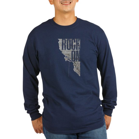 CafePress - Rock On - Rock Climbing Graphic Tee Long Sleeve T - Long Sleeve Dark T-Shirt