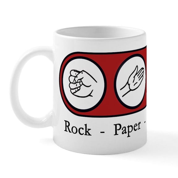 CafePress - Rock Paper Scissors Mug - 11 oz Ceramic Mug - Novelty Coffee Tea Cup