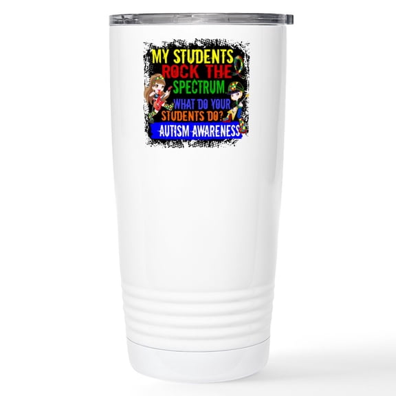 CafePress - Rock Spectrum Autism Stainless Steel Travel Mug - Insulated Stainless Steel Travel Tumbler 20 oz.