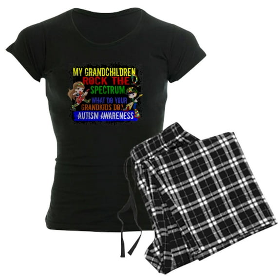 CafePress - Rock Spectrum Autism Women's Dark Pajamas - Women's Short Sleeve Print T-Shirt and Pants Dark Cotton Pajama Set