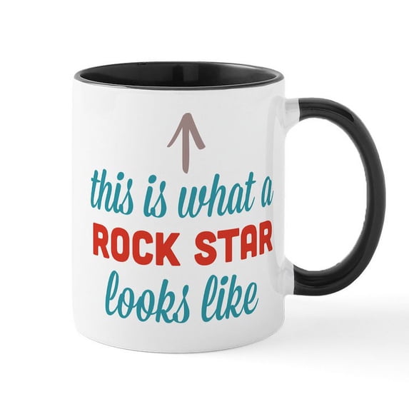 CafePress - Rock Star Looks Like Mug - 11 oz Ceramic Mug - Novelty Coffee Tea Cup