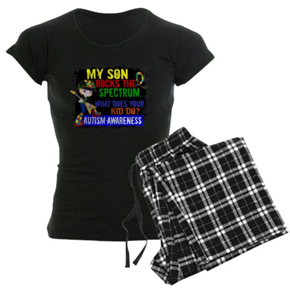 CafePress - Rocks Spectrum Autism Women's Dark Pajamas - Women's Short Sleeve Print T-Shirt and Pants Dark Cotton Pajama Set