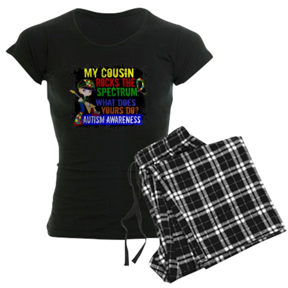 CafePress - Rocks Spectrum Autism Women's Dark Pajamas - Women's Short Sleeve Print T-Shirt and Pants Dark Cotton Pajama Set