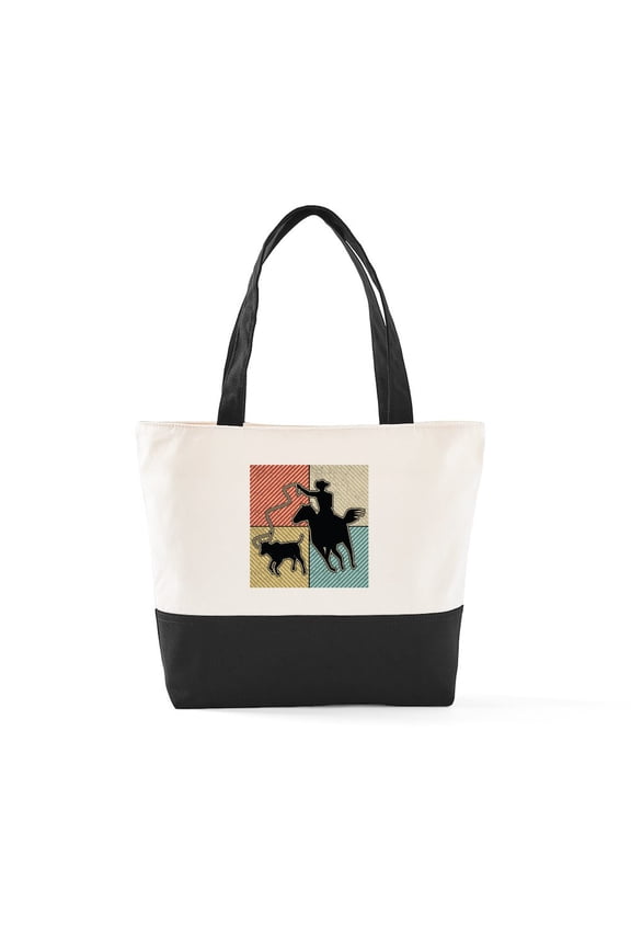 - Rodeo Team Calf Roping Cowboy - Two Tone, 100% Cotton, Zipper Tote Bag