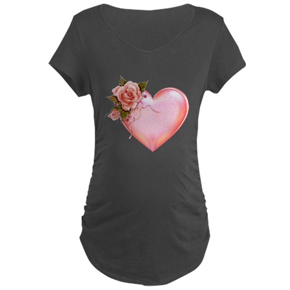 CafePress - Romantic Hearts Maternity T Shirt - Maternity Dark T-Shirt