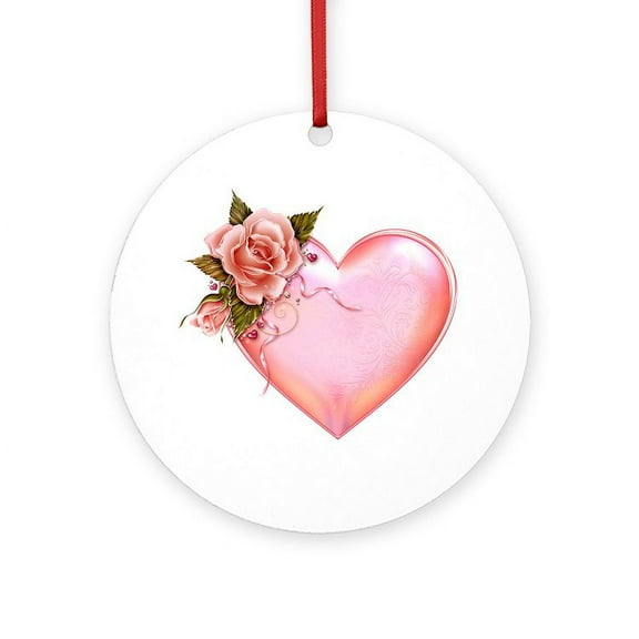 CafePress - Romantic Hearts -  Round Wood Ornament 4"