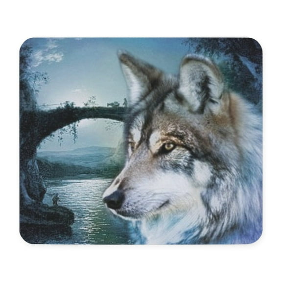 CafePress - Romantic Moonlight Wild Wolf Mousepad - Non-slip Rubber Mousepad, Gaming Mouse Pad