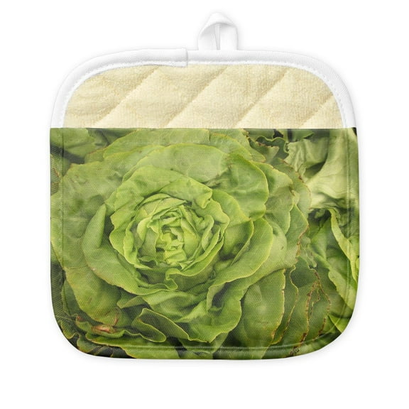 CafePress - Romantic Ruffly Lettuce Close Up Showing G Curvy P - Pot Holder with Printed Design, 9"x9"