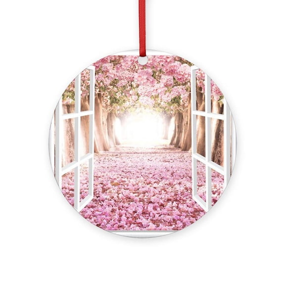 CafePress - Romantic View - Round Wood Ornament 4"