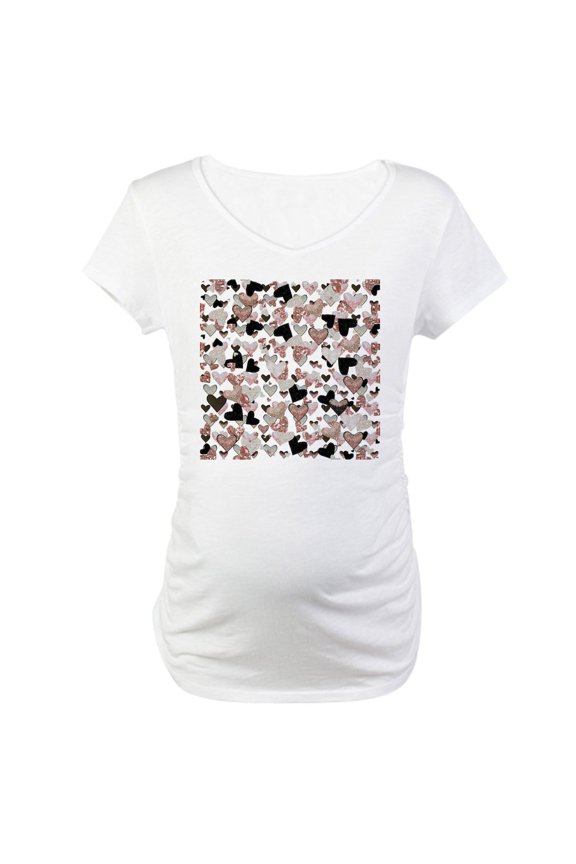 - Rose Gold Sparkle Hearts Maternity T Shirt - Cotton Maternity T-shirt, Cute & Funny Pregnancy Tee