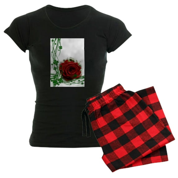 CafePress - Rose With Four Leaf Clovers - Women's Dark Pajamas