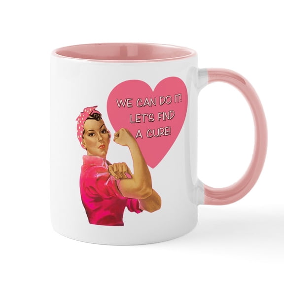 CafePress - Rosie The Riveter Breast Cancer Mug - 11 oz Ceramic Mug - Novelty Coffee Tea Cup