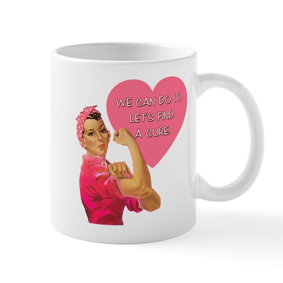 CafePress - Rosie The Riveter Breast Cancer Mug - 11 oz Ceramic Mug - Novelty Coffee Tea Cup