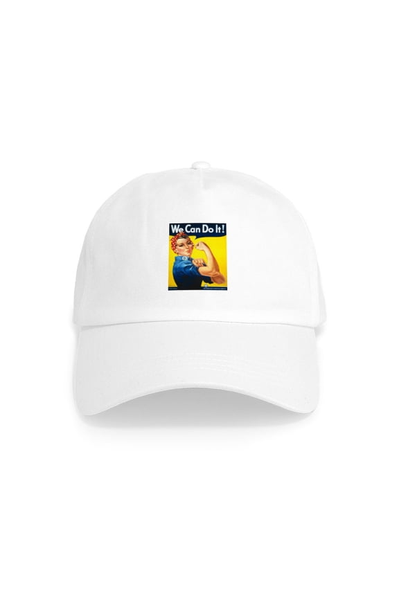 - Rosie The Riveter Cap - Adjustable 100% Brushed Unisex Casual Cotton Baseball Cap, Beige, 1