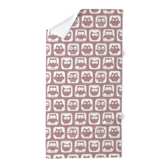 CafePress - Rosy Brown And White Owl Pattern - Large Beach Towel, Soft 30"x60" Towel with Unique Design