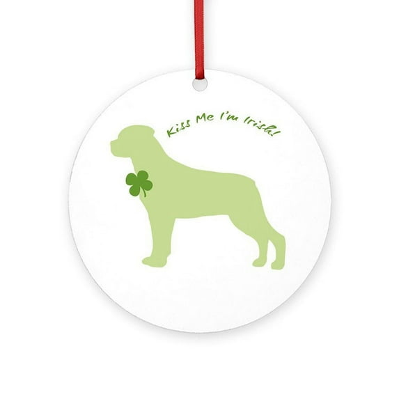 CafePress - Rottie... Kiss Me I'm Irish! - Round Wood Ornament 4"