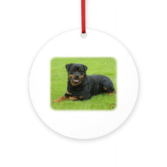 CafePress - Rottweiler 9W025D 046 - Round Wood Ornament 4"