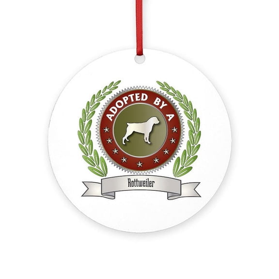 CafePress - Rottweiler Adopted -  Round Wood Ornament 4"
