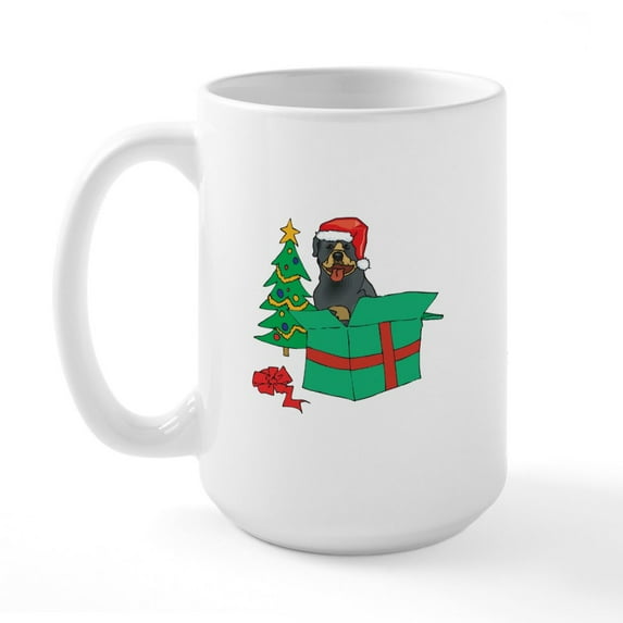 CafePress - Rottweiler For Christmas Large Mug - 15 oz Ceramic Large White Novelty Mug