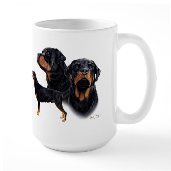 CafePress - Rottweiler Large Mug - 15 oz Ceramic Large White Novelty Mug