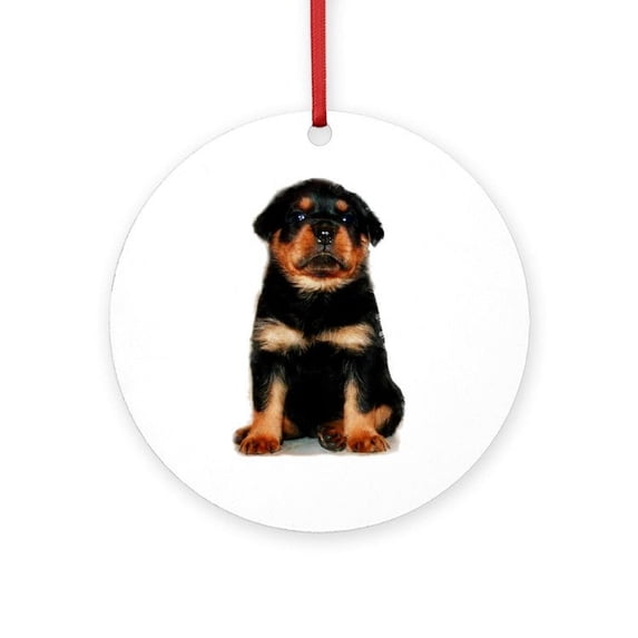 CafePress - Rottweiler Puppy - Round Wood Ornament 4"