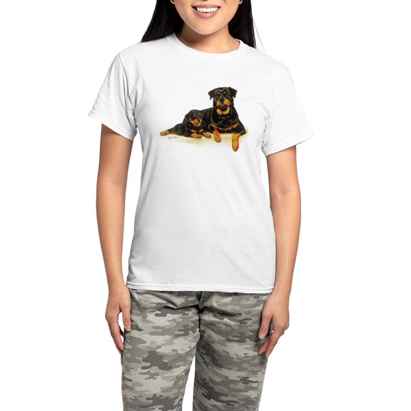 CafePress - Rottweiler Women's Light Pajamas - Women's Short Sleeve Print T-Shirt and Pants Light Cotton Pajama Set