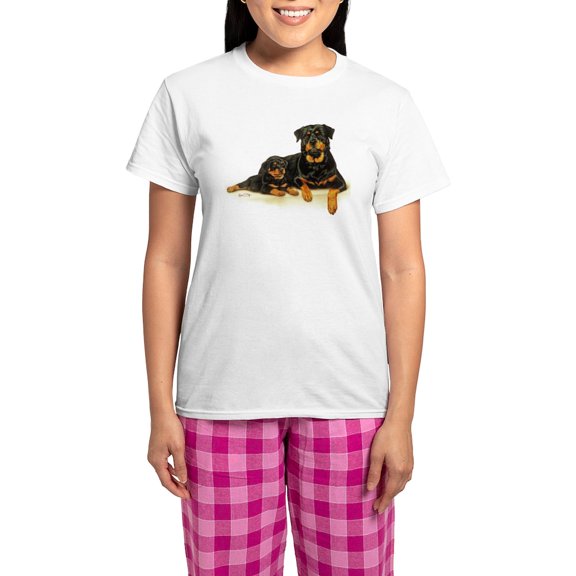CafePress - Rottweiler Women's Light Pajamas - Women's Short Sleeve Print T-Shirt and Pants Light Cotton Pajama Set