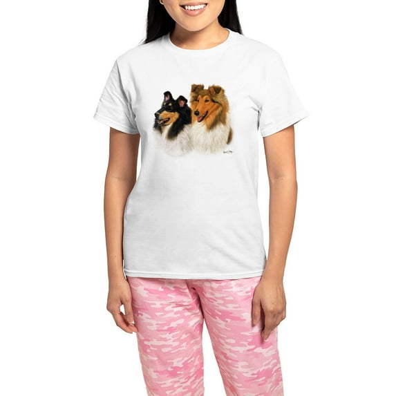 CafePress - Rough Collie Women's Light Pajamas - Women's Short Sleeve Print T-Shirt and Pants Light Cotton Pajama Set