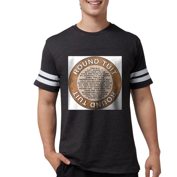 CafePress - Round Tuit Ash Grey T Shirt - Mens Football Shirt